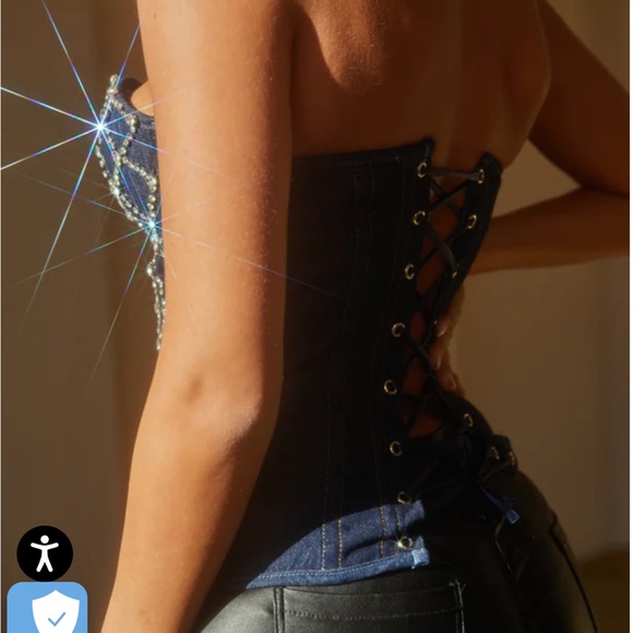 Miss Lola Bling Denim Corset Top - Picture 2 of 4